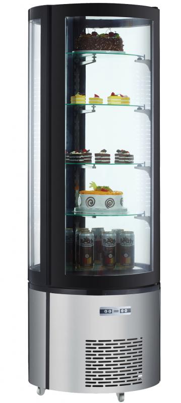 Circular Refrigerated Showcase with 400 L capacity and 4 shelves